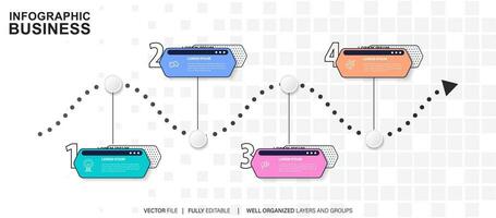 Four steps business infographics template vector. vector