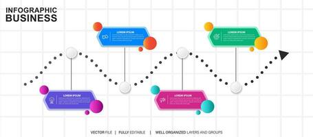 Four steps business infographics template vector. vector