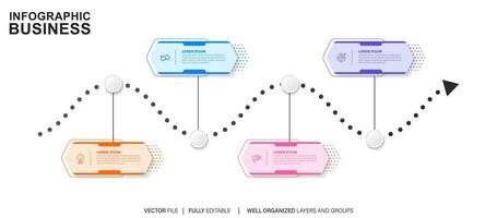 Four steps business infographics template vector. vector