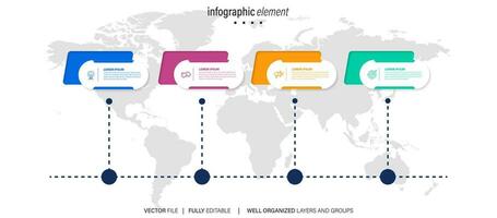 sencillo y limpiar presentación negocio infografía diseño modelo con 4 4 bar de opciones vector