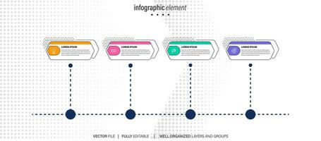 infografía modelo. resumen árbol con círculos y 4 4 pasos vector