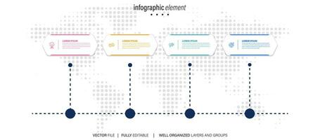 infografía modelo. resumen árbol con círculos y 4 4 pasos vector