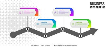 Timeline infographic design vector with number options and 4 steps. Can be used for workflow diagram, info chart, annual report.