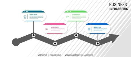 Timeline infographic design vector with number options and 4 steps. Can be used for workflow diagram, info chart, annual report.