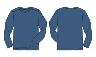 Long sleeve t shirt vector illustration template front and back views