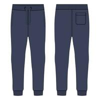 Jogger sweatpants vector illustration template front and back views