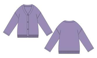 Long sleeve cardigan vector illustration template for ladies.