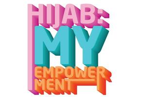 3d texto diseño acerca de internacional hijab día citas vector