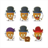 dibujos animados personaje de zapote con varios piratas emoticones vector