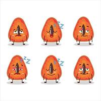 Cartoon character of slice of mamey with sleepy expression vector