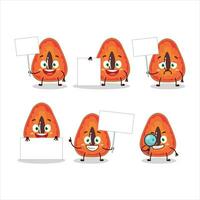 Slice of mamey cartoon character bring information board vector