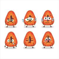 Slice of mamey cartoon character with sad expression vector