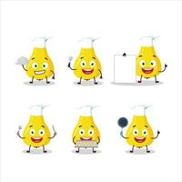 dibujos animados personaje de amarillo Pera con varios cocinero emoticones vector