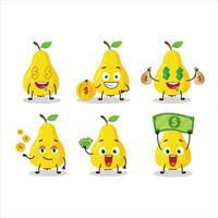 Yellow pear cartoon character with cute emoticon bring money vector