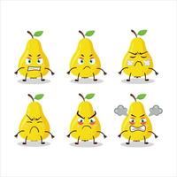 Yellow pear cartoon character with various angry expressions vector