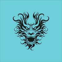 Dragon head logo silhouette design vector