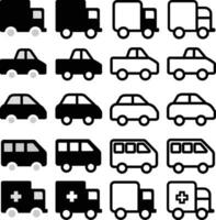 vehículos icono conjunto ilustración vector