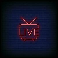 Neon Sign live with brick wall background vector