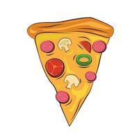 Vector illustration of pizza slices with melted cheese and toppings on top