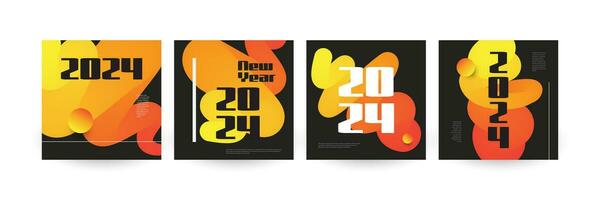 Creative and Colorful 2024 Happy New Year Poster Set. Suitable, for Card, Banner, Poster, Flyer, Cover, and Social Media Post Template vector