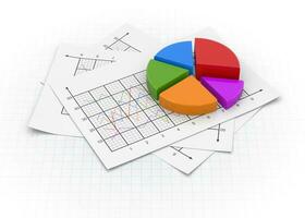 Business pie chart and documents photo
