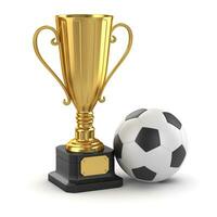 Golden cup and soccer ball photo