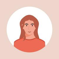 circulo el avatar con el retrato mujer de varios Razas y peinados colección de usuario perfiles. redondo icono con contento sonriente humano. vistoso plano vector ilustración.