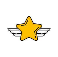 Rank star with wings icon, quality rating symbol vector