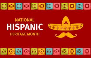 National hispanic heritage banner with sombrero vector