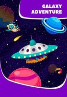 Space adventure banner cartoon ufo and funny alien vector