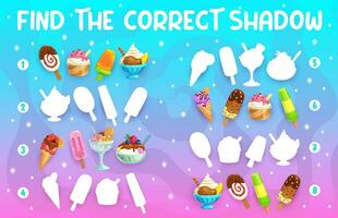 Find correct shadow of cartoon ice cream chocolate vector