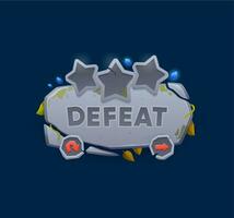 Defeat game badge or shield, ui pop up banner vector