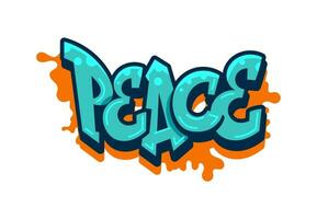 Peace graffiti street art, urban style,vector word vector