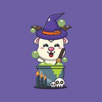 Witch goat making potion in halloween day. vector