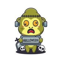 Zombie gorilla holding halloween greeting stone. vector