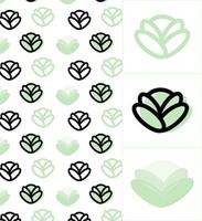 cabbage linear icon with pattern example vector