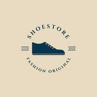 zapato Tienda logo casual zapato minimalista icono con emblema vector ilustración diseño modelo