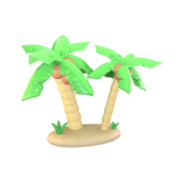 3D icon resort palm tree rendered isolated on the transparent background png