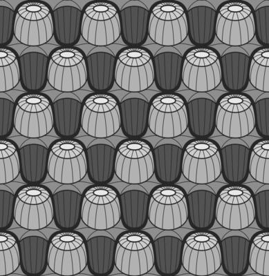 BLACK VECTOR SEAMLESS BACKGROUND WITH GRAY DATURA BUDS IN ART NOUVEAU STYLE
