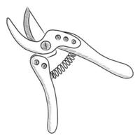 BLACK VECTOR ISOLATED ON A WHITE BACKGROUND DOODLE ILLUSTRATION OF A GARDEN PRUNER