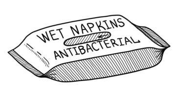 VECTOR ISOLATED ON A WHITE BACKGROUND DOODLE ILLUSTRATION OF A PACK OF WET WIPES