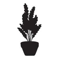 Houseplant silhouette isolated on white background. Vector illustration.