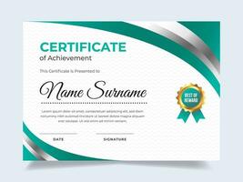 Silver certificate template with badge. Suitable for achievement, rewards diploma and employee vector