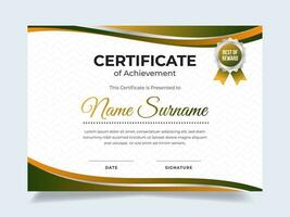 Elegant gold certificate design template. Suitable for employee appreciation to the company vector