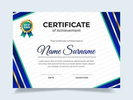 Gol blue square certificate design template. Suitable for employee appreciation to the company vector