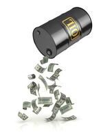 Black Oil Barrel And Dollars photo