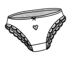 VECTOR ISOLATED ON A WHITE BACKGROUND DOODLE ILLUSTRATION OF WOMEN'S UNDERPANTS