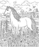 horse coloring pages for adults vector