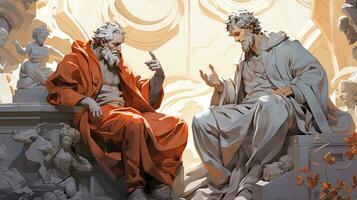 dialogue of ideas, digital art illustration, Generative AI photo