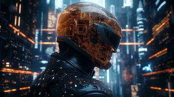 defender of data, digital art illustration, Generative AI photo